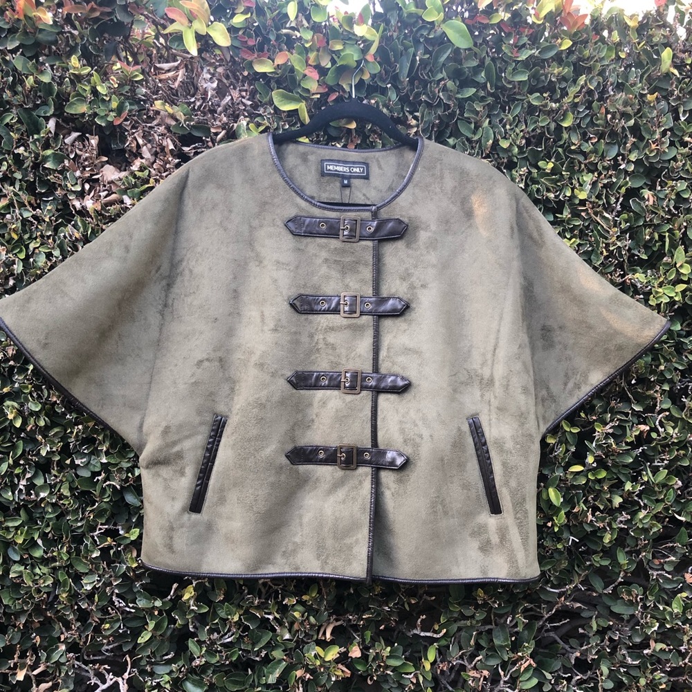 Members Only Olive Green Short Sleeve Cape Jacket